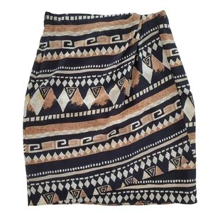 S.L.B. vintage silk tribal print wrap skirt